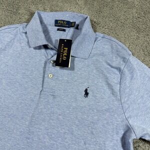 NWT Polo Ralph Lauren Mens Slim Fit Polo Shirt Blue Heather Size Large Pony